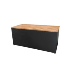 Banc Acier Laqué Noir Et Bois De Teck - Ofyr -Outdoorchef Shop banc noir teck 2020000022336 1