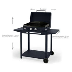 Combo Plancha Gaz Adela Bleu 260 Chariot + Capot - Le Marquier -Outdoorchef Shop combo plancha gaz adela bleu celeste 260 capot protection 3339380157637 3