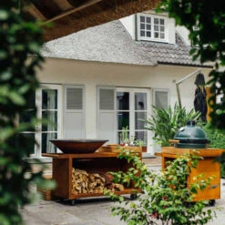 Brasero Plancha Island Corten PRO 100 Bois De Teck + Housse - Ofyr -Outdoorchef Shop ofyr island pro 100 teck 2020000022121 4