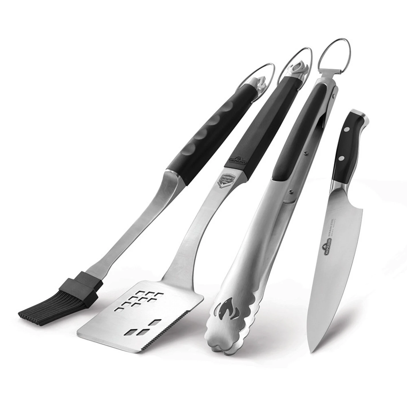 Pince + Couteau + Spatule + Pinceau Premium En Inox - Napoleon* 3 Pince + Couteau + Spatule + Pinceau Premium En Inox - Napoleon*