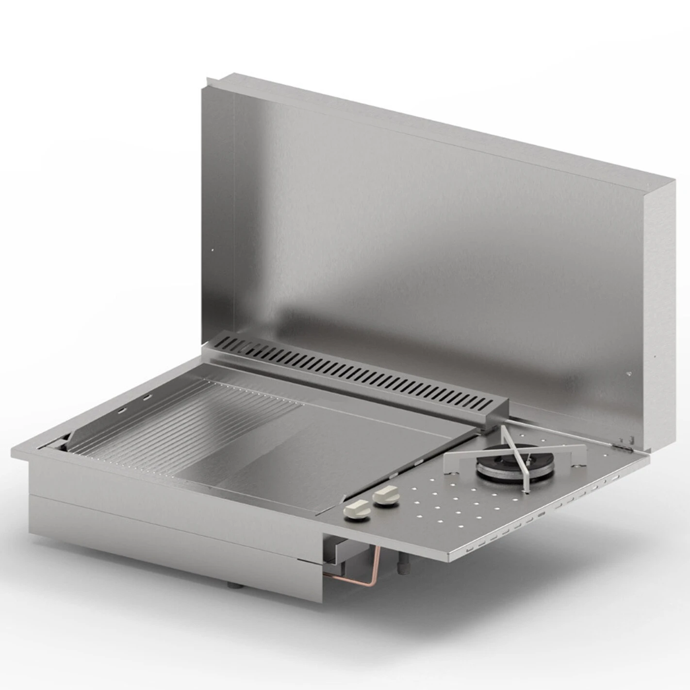 Plancha Gaz Encastrable Oasi 80 Lisse Rainurée Feu Dual - Planet 3 Plancha Gaz Encastrable Oasi 80 Lisse Rainurée Feu Dual - Planet