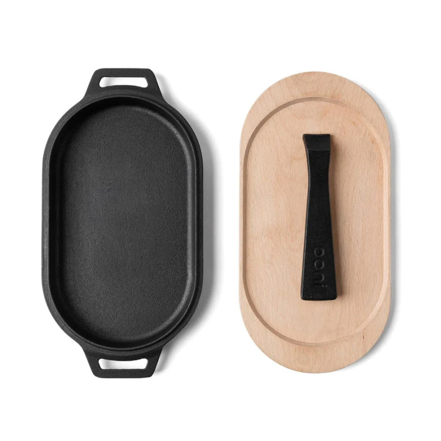 Poêle Ovale Fonte + Manche Amovible + Base En Bois - Ooni 5 Poêle Ovale Fonte + Manche Amovible + Base En Bois - Ooni - Image 3