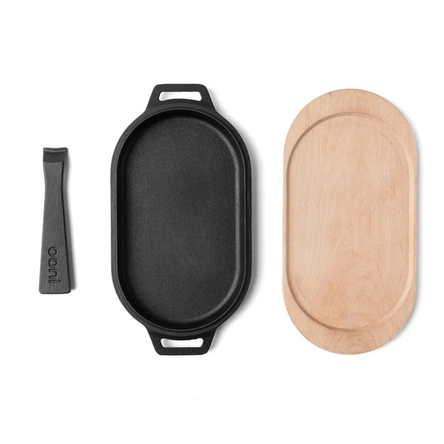 Poêle Ovale Fonte + Manche Amovible + Base En Bois - Ooni 6 Poêle Ovale Fonte + Manche Amovible + Base En Bois - Ooni - Image 4